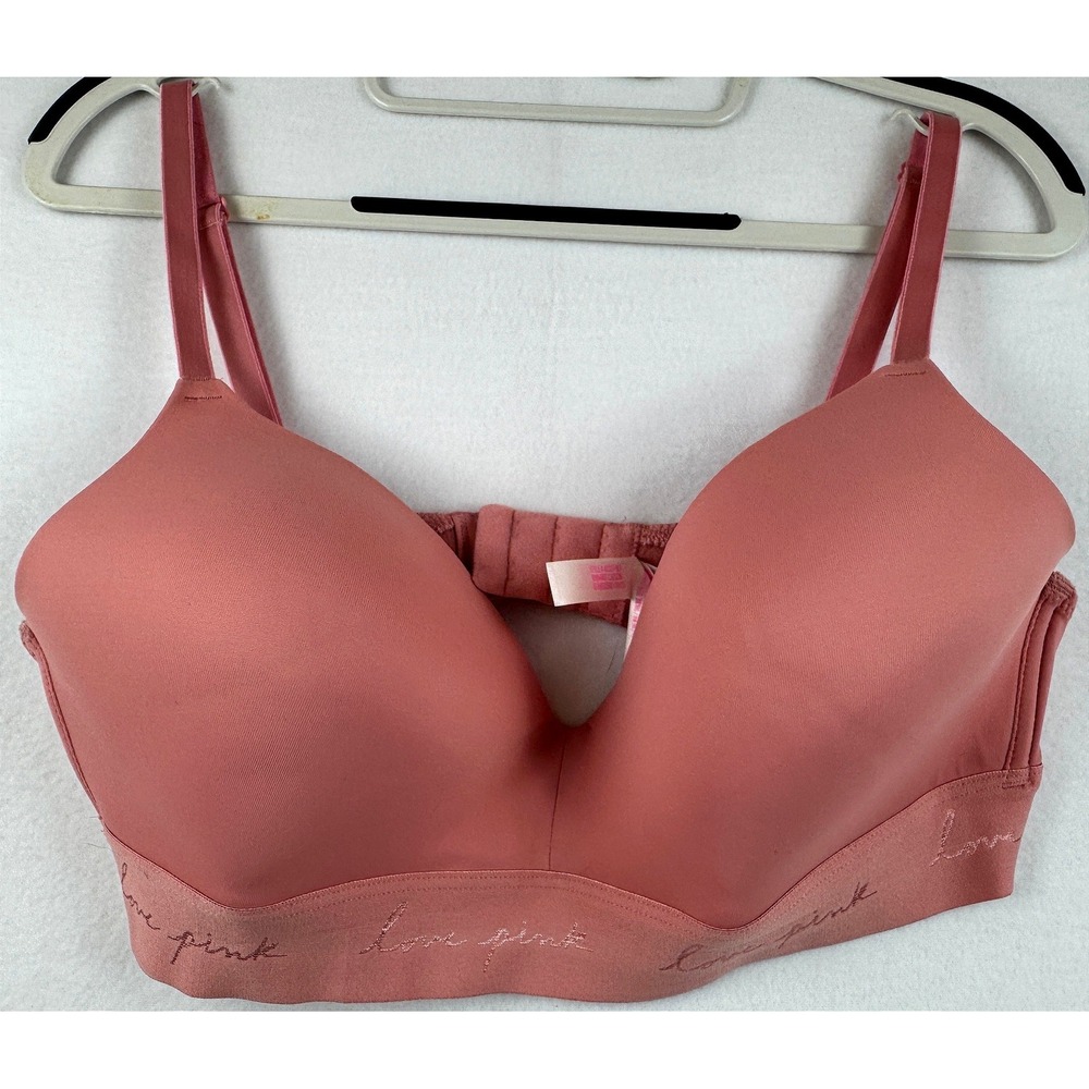 PINK Victoria's Secret Wear Everywhere Wireless Bra 36C Mauve Rose Lightly Lined